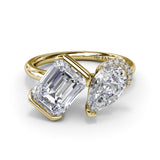 Toi et Moi Half Bezel Engagement Ring