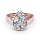 Bezel Set Pear Diamond Engagement Ring