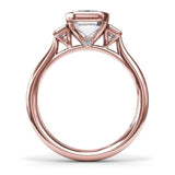 Three-Stone Emerald Cut Bezel Engagement Ring