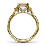 Three-Stone Emerald Cut Bezel Engagement Ring