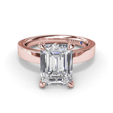Wide Band Emerald Cut Diamond Engagement Ring