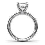 Wide Band Emerald Cut Diamond Engagement Ring