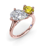 Toi et Moi Yellow Diamond Engagement Ring