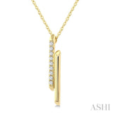 1/6 Ctw Cylindrical Bars Round Cut Diamond Fashion Pendant With Chain in 14K Yellow Gold