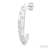 1/5 Ctw Round Cut Diamond Mosaic Half Hoop Earrings in 10K White Gold