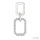 1/3 Ctw Octagonal Shape Link Round Cut Diamond Fashion Earring in 10K White Gold