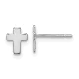 14k White Gold Polished Small Cross Post Earrings