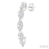 3/4 Ctw Marquise Cut Diamond Fashion Half Hoop Earring in 14K White Gold