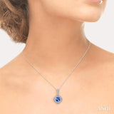 5x5 MM Cushion Shape Tanzanite and 1/5 Ctw Round Cut Diamond Pendant in 14K White Gold with Chain