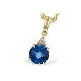 14KT Gold Blue Topaz Necklace