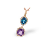 14KT Gold Amethyst & Blue Topaz Necklace