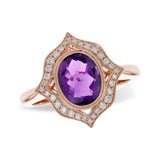 14KT Gold Ladies Amethyst Fashion Ring
