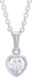 Sterling Silver April Cubic Zirconia Heart Pendant with 13" Chain