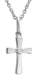 Sterling Silver 12mm Cross 1 Diamond 14-15