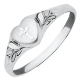 14 Karat White Gold Heart Cross Child's Ring Size 1