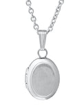 Sterling Silver Satin Finish Oval Locket on 13" Chain
