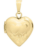 14 Karat Yellow Gold Filled Hand Engraved Heart Locket on 15" Chain