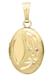 14 Karat Yellow Gold Filled Hand Engraved Oval Locket on 15" Chain