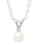 Sterling Silver 4mm Pearl Pendant with 15" Chain