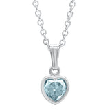 Sterling Silver Heart March Cubic Zirconia Pendant with 13" Chain