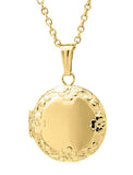 14 Karat Yellow Gold Filled Floral Embossed Round Locket with 15" Chain