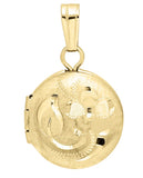 14 Karat Yellow Gold Filled Hand Engraved Round Locket with 13" Chain
