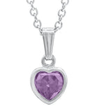 Sterling Silver June Cubic Zirconia Heart Pendant with 13" Chain