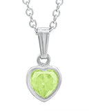 Sterling Silver August Cubic Zirconia Heart Pendant with 13" Chain