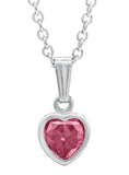 Sterling Silver October Cubic Zirconia Heart Pendant with 13" Chain