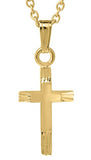 14 Karat Yellow Gold Filled Hand Engraved Cross Pendant with 13" Cable Chain