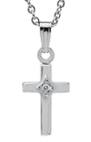 Sterling Silver Diamond Cross Pendant with 15" Chain