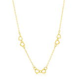 14K Yellow Gold, Double Heart Necklace