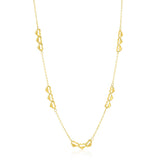 14K Yellow Gold, Triple Heart by the Yard Necklace