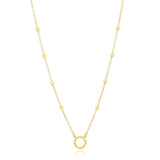 14K Yellow Gold, Circle D-C Beaded Necklace