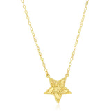 14K Yellow Gold, Beaded Outline D-C Star Necklace