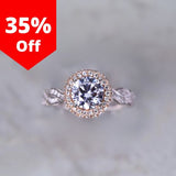 18 Karat Two Toned Engagement Ring 112 Round Diamonds=.53 Total Weight Cubic Zirconia Center Stone