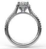 14 Karat White Gold 40 Diamonds= .32 Carat FG VS2-SI Cubic Zirconia Center Semi Mounting Engagement Ring Size 6.5