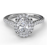 14 Karat White Gold 40 Diamonds= .32 Carat FG VS2-SI Cubic Zirconia Center Semi Mounting Engagement Ring Size 6.5