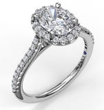 14 Karat White Gold 40 Diamonds= .32 Carat FG VS2-SI Cubic Zirconia Center Semi Mounting Engagement Ring Size 6.5