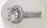 14 Karat White Gold Lab Diamonds= 1.36 Carat GH VS Semi Mounting Cubic Zirconia Center Stone 3 Carat Engagement Ring