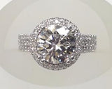 14 Karat White Gold Lab Diamonds= 1.36 Carat GH VS Semi Mounting Cubic Zirconia Center Stone 3 Carat Engagement Ring