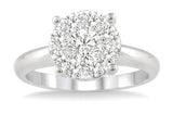 14 Karat White Gold 9 Diamonds= .50 Carat HI SI  LoveBright Solitaire Ring Size 6.5