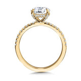 14 Karat Yellow Gold 1.56 Carat Totak Weight Brilliant Cute Center 1/4 Carat Total Weight Lab G VS1 Ring