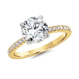 14 Karat Yellow Gold 1.56 Carat Totak Weight Brilliant Cute Center 1/4 Carat Total Weight Lab G VS1 Ring
