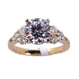 14 Karat Two Toned 6 Diamonds=3/4 Carat Total Weight GH SI-I1 Semi Mounting Engagement Ring Cubic Zirconia Center - 2 Carat Center