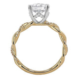BRIDAL SETS
Brand: ASHI DIAMONDS LLC.
Couture 14 Karat Two Toned Diamonds=.15 Carat HI SI Twisted 8mm Round Cubic Zirconia Center
