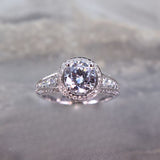 18 Karat White Gold Engagement Ring 78 Diamonds=.57 Total Weight Cubic Zirconia Center 4.1DWT