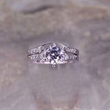 18 Karat White Gold 10 Diamonds=.33 Carat Engagement Ring Cubic Zirconia Center 16 Diamonds=.28 Carat GH VS2SI1 Set