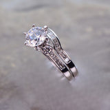 18 Karat White Gold 10 Diamonds=.33 Carat Engagement Ring Cubic Zirconia Center 16 Diamonds=.28 Carat GH VS2SI1 Set
