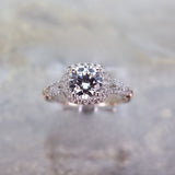 14 Karat White Rose 76 Diamonds=.35 Carat GH SI2 Engagement Ring with Cubic Zirconia Center 2.4DWT